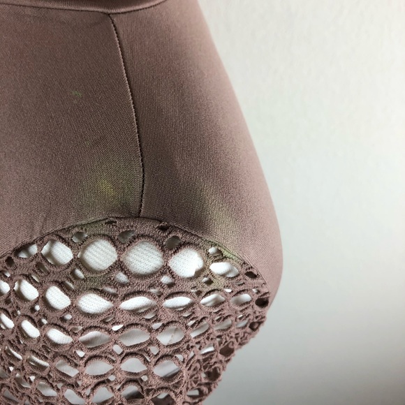 Bebe Macramé Mesh Turtleneck Top - Picture 6 of 9